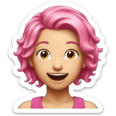 excited pink hair girl sticker