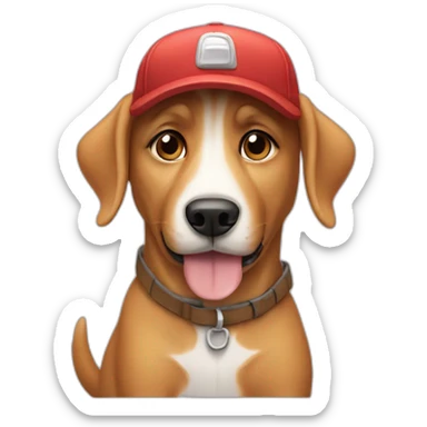 Dog with cap sticker