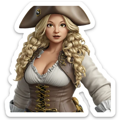 blonde pirate girl with gloves sticker
