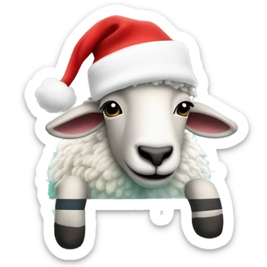 Sheep in a swimming pool with Santa hat ￼ sticker