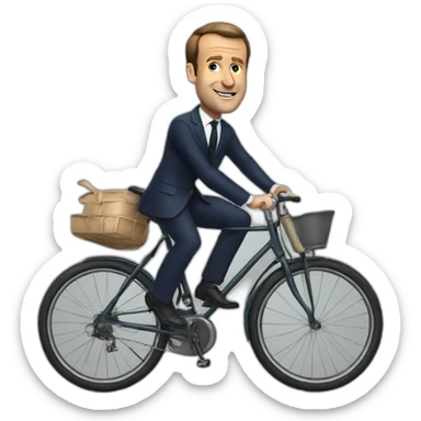 Macron on bicycle ant sticker