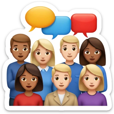 lots of people communicating with each other with speech bubbles sticker
