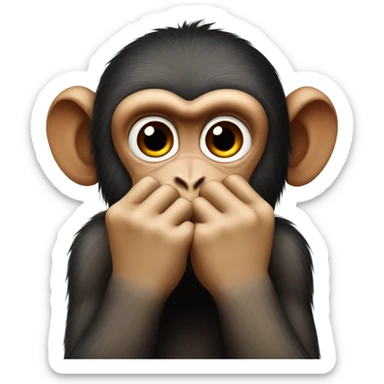 monkey peeking through fingers  sticker