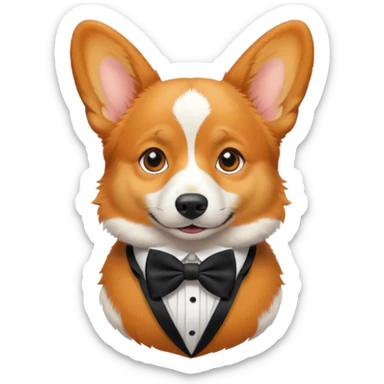 Corgi with black bow tie sticker
