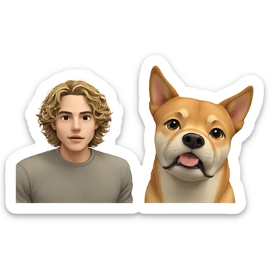boy with shiba inu sticker