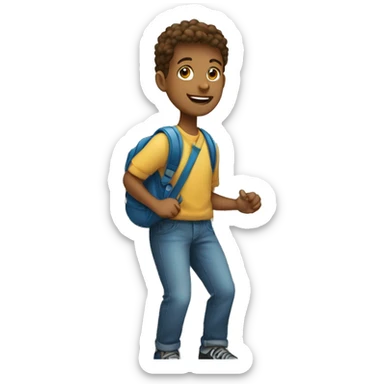 a white student making a step upstairs sticker