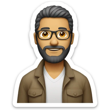 programmeur blanc sans cheuveux avec de barbe degradé et lunette sticker