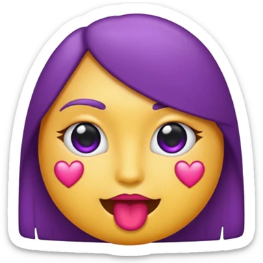 emoji de beijo na cor roxa sticker