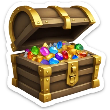 Open Treasure chest with colourful gems inside  sticker