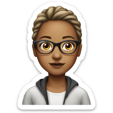 realistic portrait of girl with glasses sticker