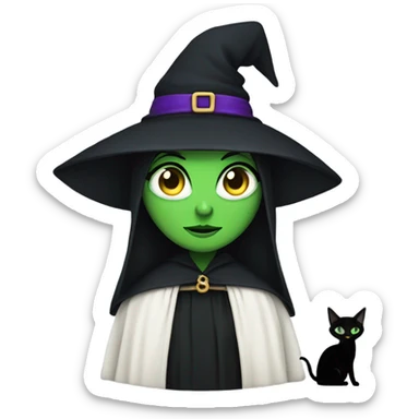 CARTOON WITCH WITH GREEN EYES AND BLACK CAT  sticker