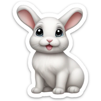 Baby bunny with coquette bow on ear sticker