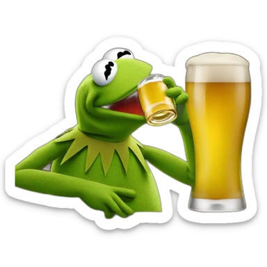 kermit the frog drinking beer sticker