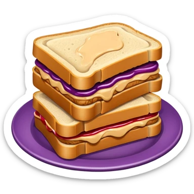 sandwich with peanut butter and jelly on a plate sticker