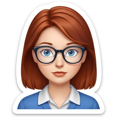 woman glasses reddish brown hair blue eyes sticker