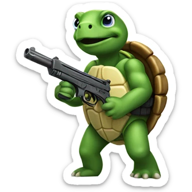 Turtle with a gun sticker