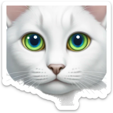 White cat with blue And green heterochromia sticker