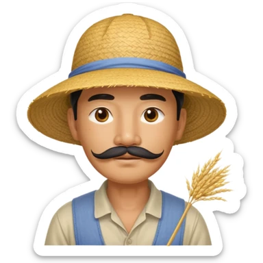 rice farmer with a chinese mustache sticker