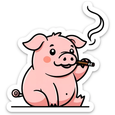 Pig smoking a blunt sticker