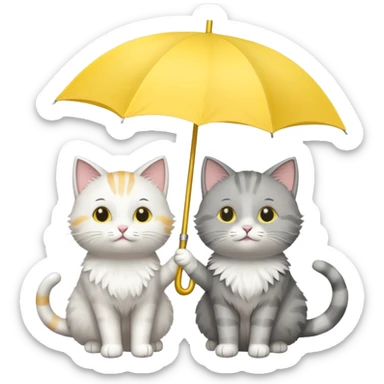 Cats with yellow umbrella sticker