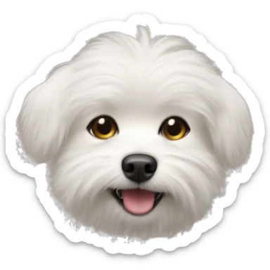 A tiny white dog with lots of fur sticker