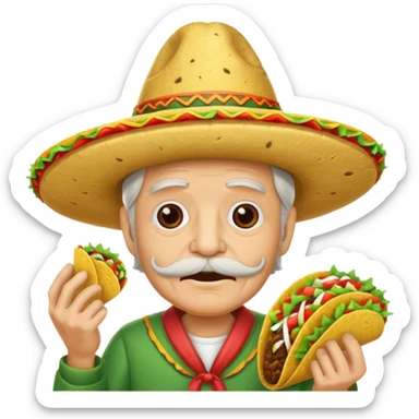 old man with taco hat sticker