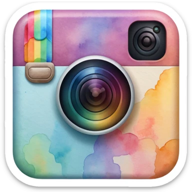 Realistic, pastel watercolor, instagram logo sticker