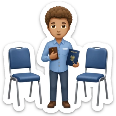 man with coily chairs passport sticker