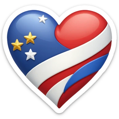 Patriotic heart white ribbon and gold stars sticker