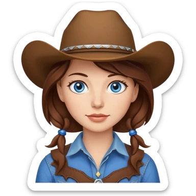 American cowgirl blue eyes brown hair sticker