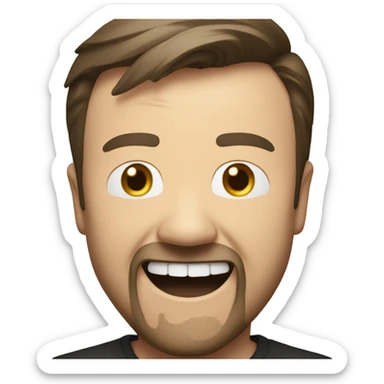ricky gervais laughing with tears of joy sticker