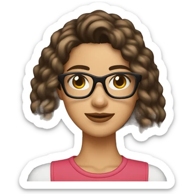 joven morena con lentes con ordenador sticker