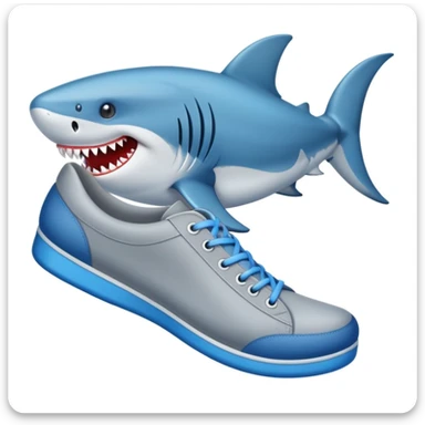 Un tiburón con zapatos azules sticker