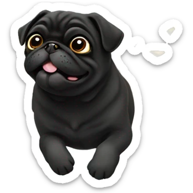 Black pug going to heaven with wings rainbow bridge sticker