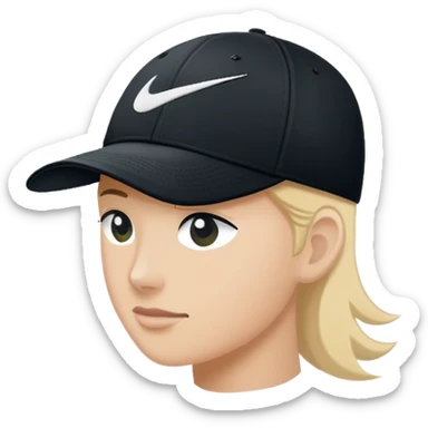 Simple black Nike cap with white Nike swoosh logo embroidered on the front. Baseball cap style. Just the hat by itself. sticker