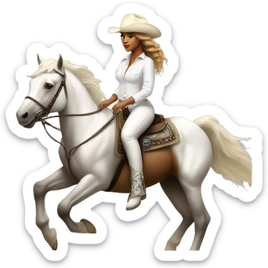 beyoncé wearing a white cowboy hat riding a white horse sticker