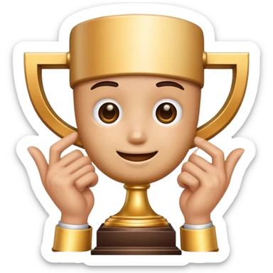 Emoticon where only hands come out and hold the trophy.
Don't show your face and body sticker