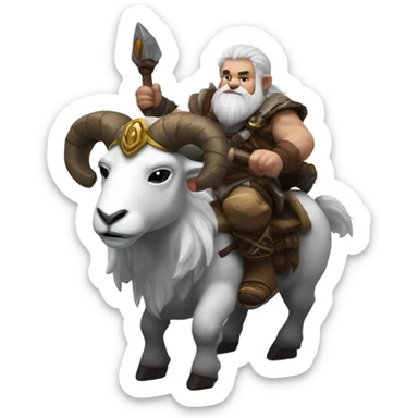 Warcraft dwarf riding a white ram sticker