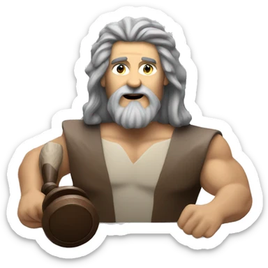  Caveman with long gray hair and a gray goatee holding a gavel and running a meeting  sticker