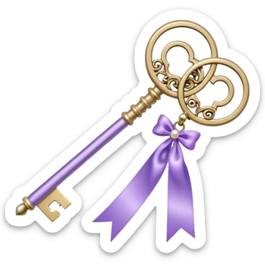 aesthetic key with a lilac style ribbon and pearls sticker