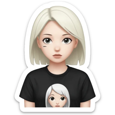 anime girl with emin write t shirt sticker