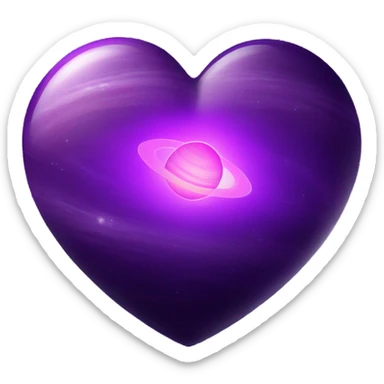 heart shape purple saturn planet sticker