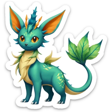 Salandit-Leafeon-Vaporeon-hybrid-fusion (full body) sticker
