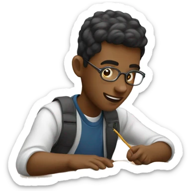 a student studying  sticker