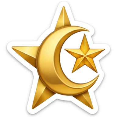 Star and Crescent emoji with black background and no face only star and crescent. sticker