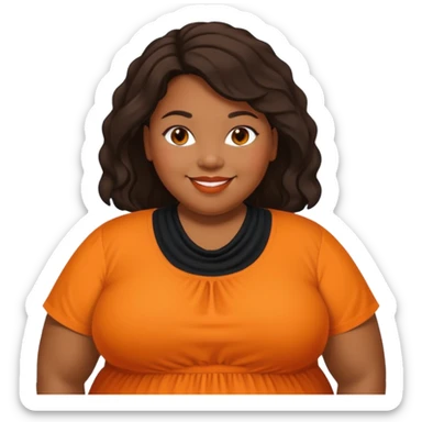 overweight black woman with organge blouse sticker