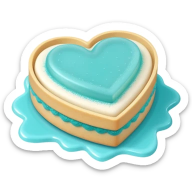Realistic shortbread cookie in the shape of a heart with Tiffany blue color jelly middle filling and sprinkled powder sugar on top. sticker