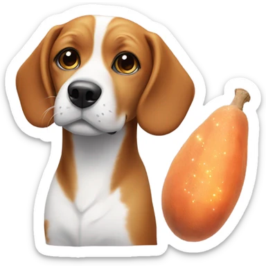 beagle with sparkles and a sweet potato  sticker