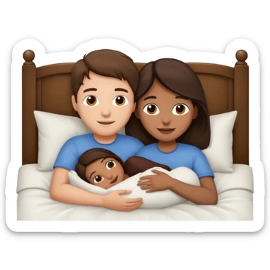 two people cuddling in bed blind girl burnette guy sticker