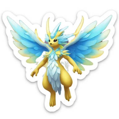 Celestial Godly Crystallic Colorful Vibrant Colors Flying Advanced Fakémon-Legendary-Pokémon-Creature Full Body sticker